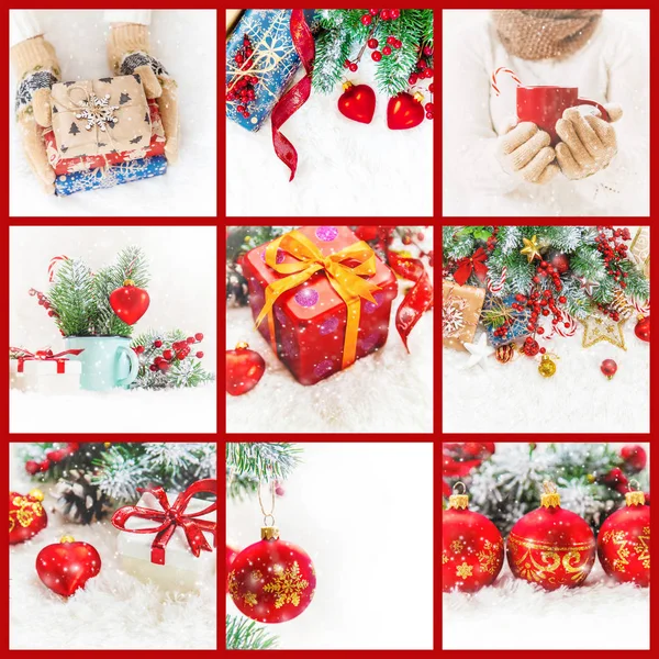 Collage Christmas Pictures Holidays Events New Year — Stock Photo, Image