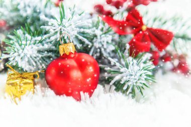 Noel arkaplanı. Mutlu yıllar. Seçici Odaklanma Tatili