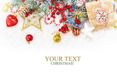 Noel arkaplanı. Mutlu yıllar. Seçici Odaklanma Tatili