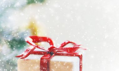 Noel arkaplanı. Mutlu yıllar. Seçici Odaklanma Tatili