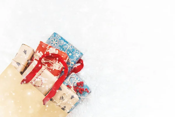 Weihnachtsgeschenke Geschenke Paket Selektiver Fokus Urlaub — Stockfoto