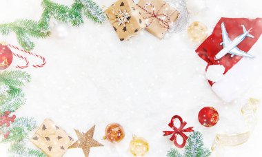 Noel seyahat tema arka plan. Seçici odak. Tatil