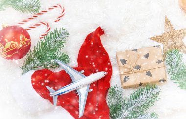 Noel seyahat tema arka plan. Seçici odak. Tatil