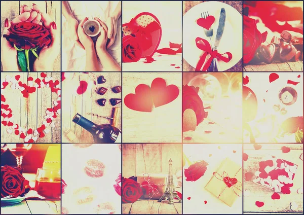 Collage Amore Romanticismo Concentrazione Selettiva Bacio — Foto Stock