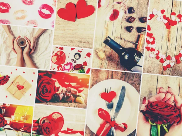 Collage Amore Romanticismo Concentrazione Selettiva Bacio — Foto Stock