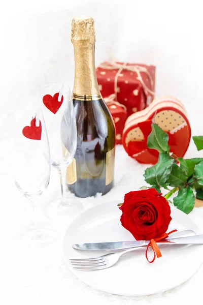 Día San Valentín Hermosa Tarjeta Felicitación Fondo Con Una Rosa — Foto de Stock