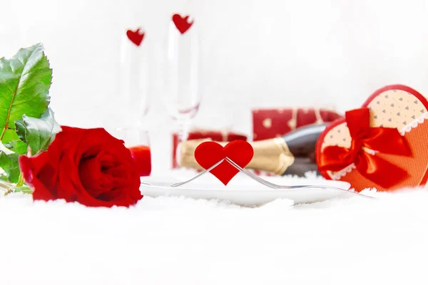 Día San Valentín Hermosa Tarjeta Felicitación Fondo Con Una Rosa — Foto de Stock