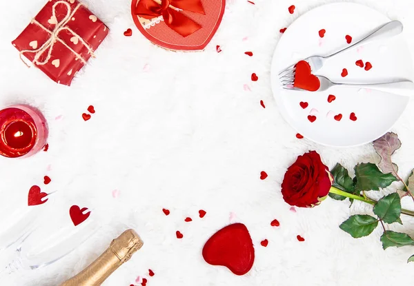 Dia Dos Namorados Belo Cartão Saudação Fundo Com Uma Rosa — Fotografia de Stock