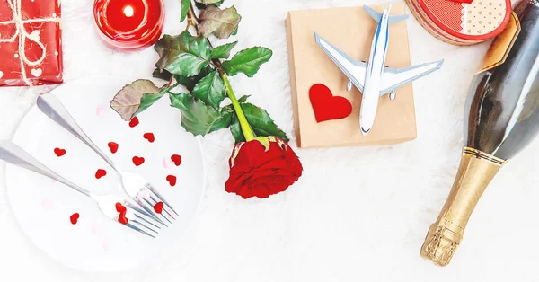 Valentine Day Beautiful Gift Trip Selective Focus Holiday — Stock Photo, Image