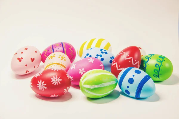 Perfect Easter Eggs Hand Made White Isolated Background Selective Focus — Stock Photo, Image