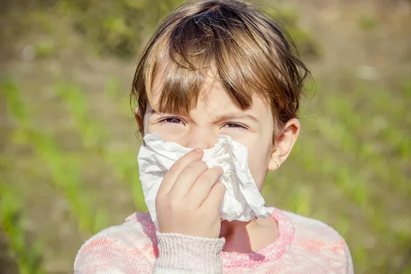 Alergia Estacional Niño Coryza Enfoque Selectivo — Foto de Stock