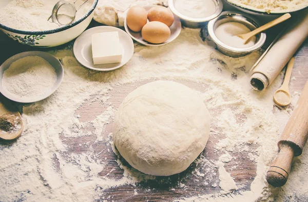 Pastelaria Bolos Cozinham Próprias Mãos Foco Seletivo Alimentos — Fotografia de Stock