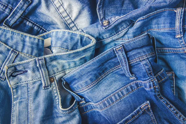 Jeans Stilvolle Kleidung Selektiver Fokus Einkaufszeit Natur — Stockfoto