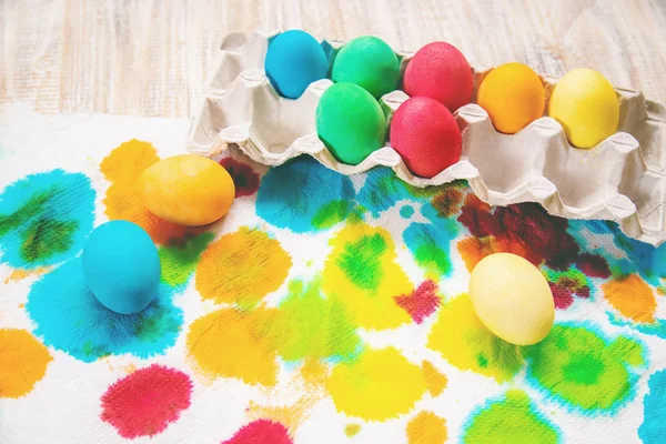 Easter photo. Happy easter. Eggs Selective focus. — Stock Photo, Image