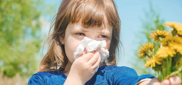 Alergia estacional en un niño. Coryza. Enfoque selectivo . —  Fotos de Stock