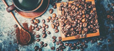 Kahve fincanı. Yiyecek ve içecek. Seçici odaklama.