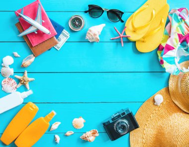 Arka plan yolculuğu. Deniz turu, eşyalar. Seçici odaklama.