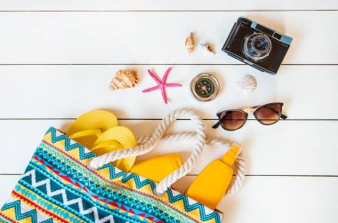 Arka plan yolculuğu. Deniz turu, eşyalar. Seçici odaklama.