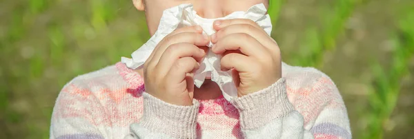 小児季節性アレルギーです。性鼻炎。選択と集中. — ストック写真