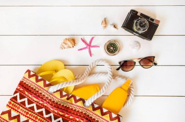 Arka plan yolculuğu. Deniz turu, eşyalar. Seçici odaklama.