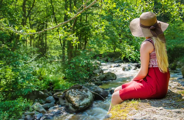 Park Borjomi. Georgia'da seyahat edin. Seçici odaklama.