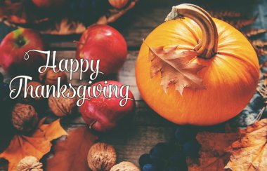 Balkabağı ile sonbahar arka plan. Şükran Günü. Seçici odaklama.