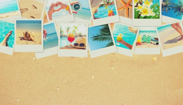 Collage concettuale di viaggio. Vacanze al mare. Focus selettivo . — Foto Stock