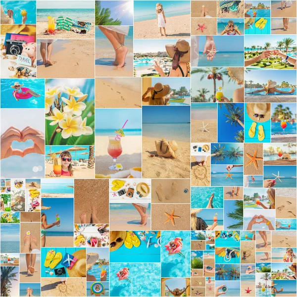 Reisekonzept-Collage. Urlaub am Meer. Selektiver Fokus. — Stockfoto