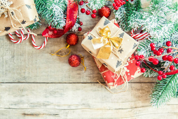 Christmas decorations, New Year decor. Selective focus.
