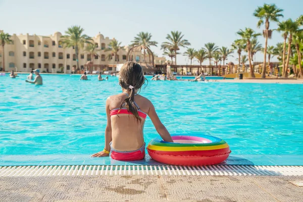 Child Swims Dives Pool Selective Focus Nature Royalty Free Stock Photos