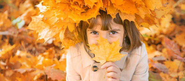 Kinder Park Mit Herbstlaub Selektiver Fokus — Stockfoto