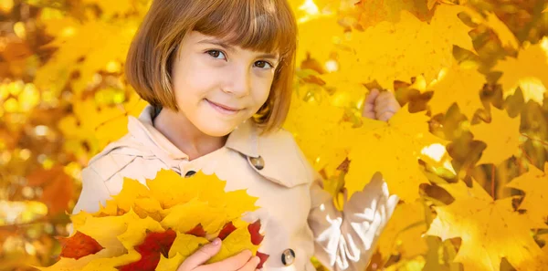 Kinder Park Mit Herbstlaub Selektiver Fokus — Stockfoto