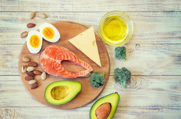 Keto Dieta Alimentos Ingredientes Establecidos Enfoque Selectivo Naturaleza — Foto de Stock