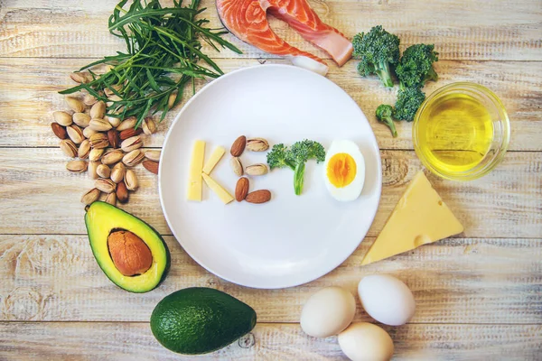 Keto Diet Food Ingredients Set Selective Focus Nature — Stock Photo, Image