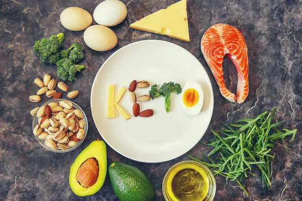 Keto Diet Food Ingredients Set Selective Focus Nature — Stock Photo, Image