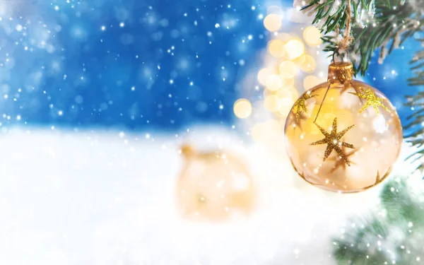 Vrolijk Kerstfeest Gelukkig Nieuwjaar Vakantie Wenskaart Achtergrond Selectieve Focus — Stockfoto