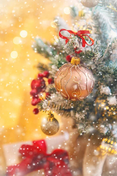 Frohe Weihnachten Grußkarte Hintergrund Selektiver Fokus Natur — Stockfoto