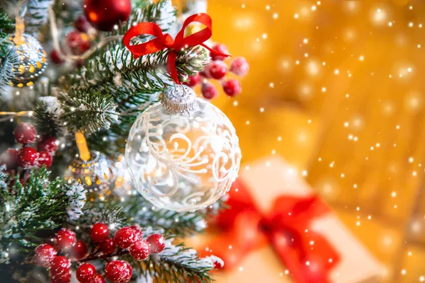 Frohe Weihnachten Grußkarte Hintergrund Selektiver Fokus Natur — Stockfoto