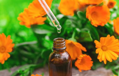 Tıbbi bitki takvimi homeopati. Seçici odaklanma. Doğa.