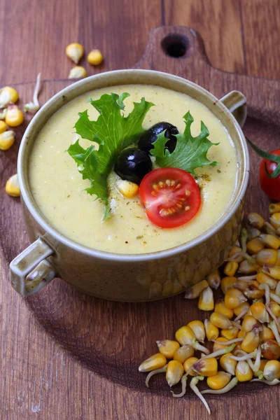 Corn Porridge Corn Porridge Ceramic Bowl — Stock Photo, Image