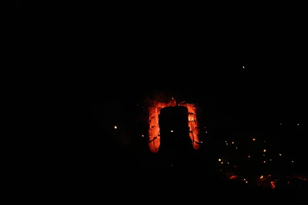 Leña Ardiendo Oscuridad —  Fotos de Stock