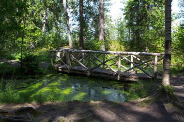 Ahşap köprü. Newfoundland havuzları.