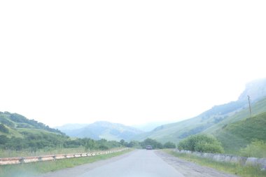 dağlar arasında yol. bitki örtüsü ile kaplı dağları