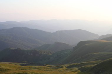 çim ve çiçek ile kaplı dağları