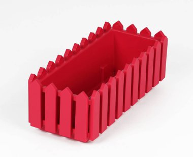 beyaz zemin üzerinde bir balkonda çiçek için bir kutu