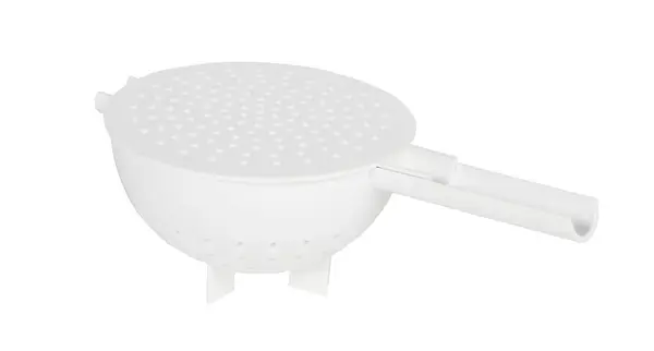 Plastic White Colander White Background — Stock Photo, Image