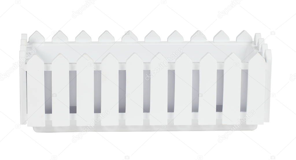 a box for flowers on a balcony on a white background