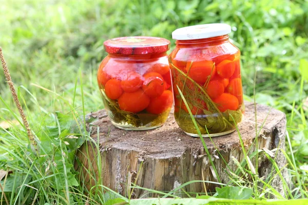 Tomates Enlatados Frasco — Foto de Stock