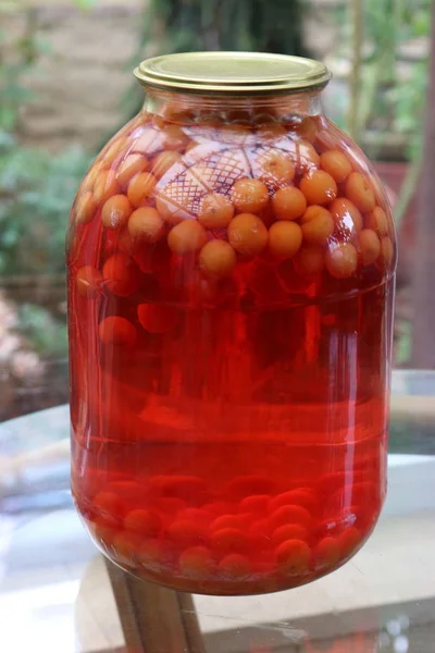 Cherry Compote Bottle — Stock Photo, Image