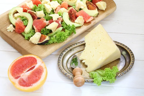 Salade Avocat Fromage Pamplemousse Noix — Photo